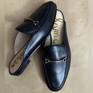 NEW Sam Edelman Lounette Black Leather Flat Mule Size 7.5